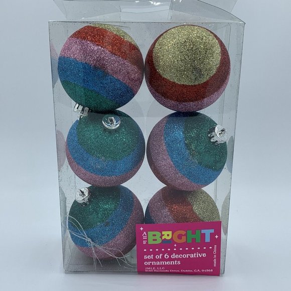 Glitter Ball Striped Christmas Tree Ornaments Multi-color - Picture 4 of 13